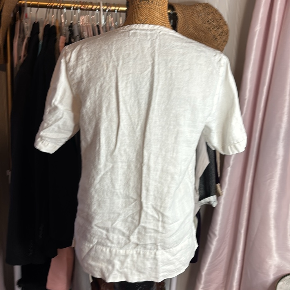 Flax White 100% Linen Top Sz S - Picture 4 of 7